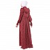 Summer full sleeves printed maxi dress- Maroon